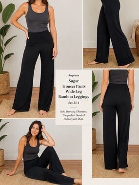 Angelrox Suger Trouser Pants Wide Leg Bamboo Leggings Sz Joy 12/14 💛🎀